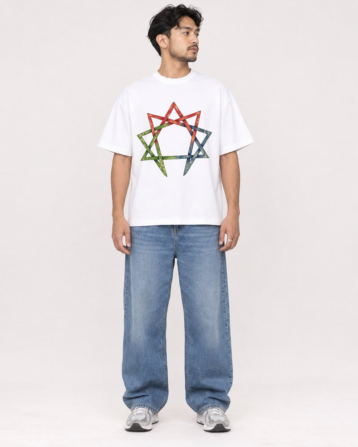 Mockup Boxy Heavyweight Tee White male full-body 02