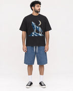 Mockup Boxy Heavyweight Tee Black male full-body 07
