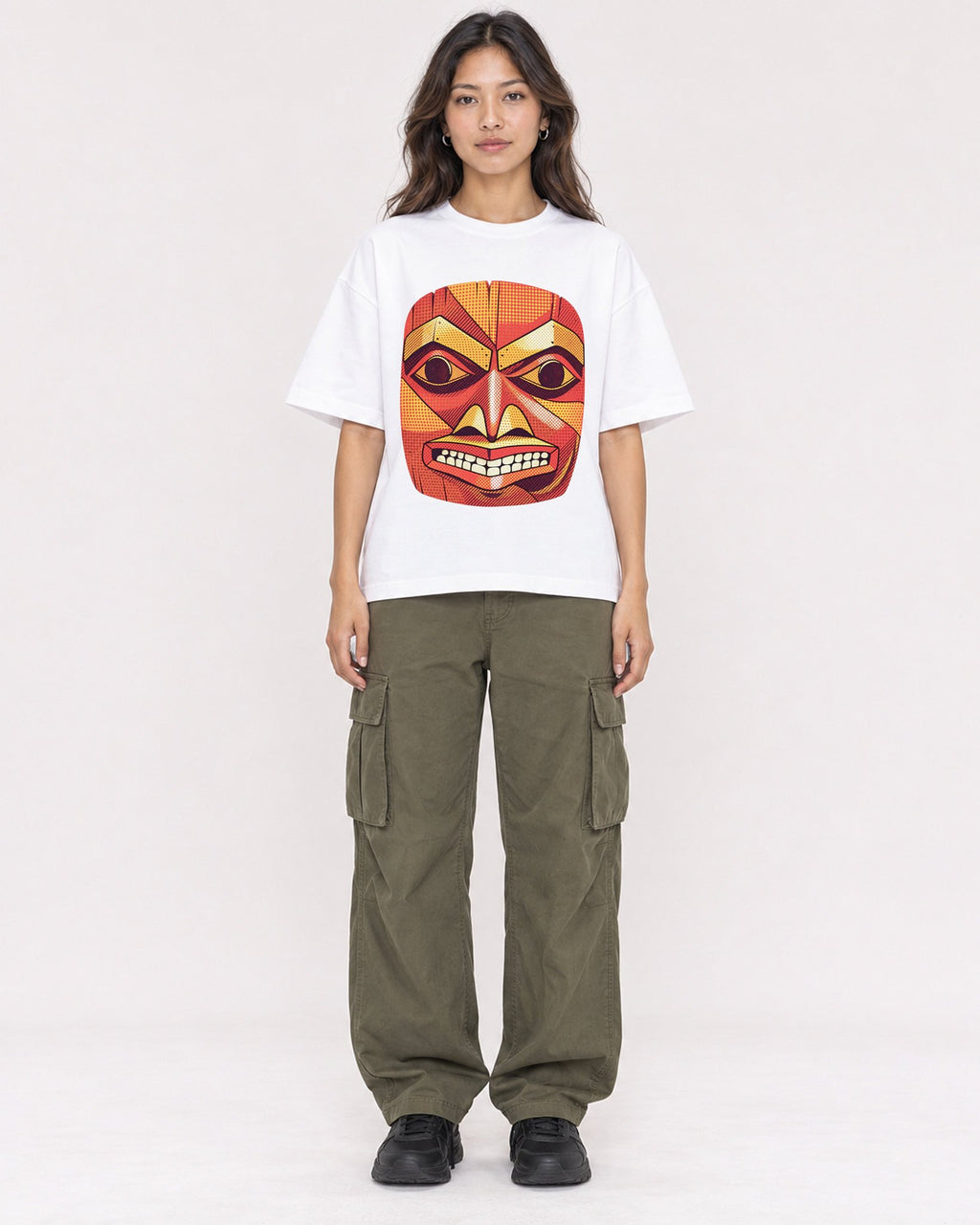 Mockup Boxy Heavyweight Tee White female full-body 02