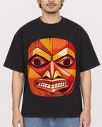 Mockup Boxy Heavyweight Tee Black male close-up 02