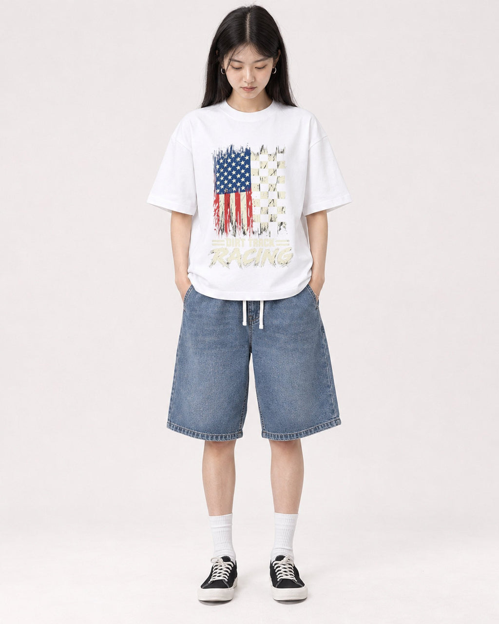 Mockup Boxy Heavyweight Tee White female full-body 01