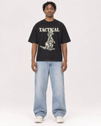 Mockup Boxy Heavyweight Tee Black male full-body 05