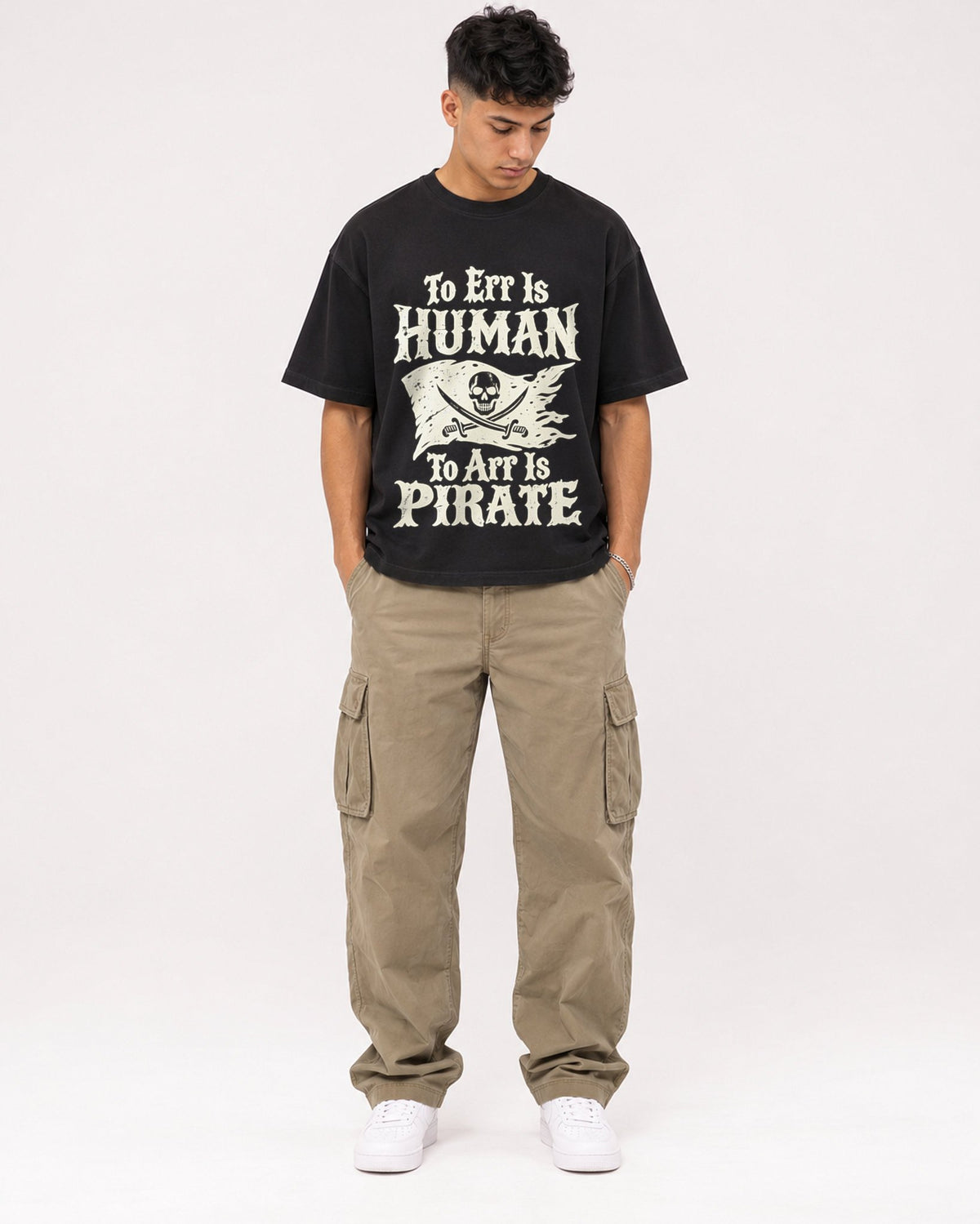 Mockup Boxy Heavyweight Tee Black male full-body 16