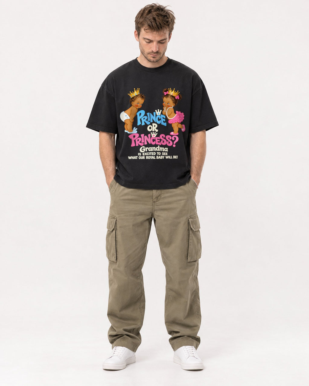 Mockup Boxy Heavyweight Tee Black male full-body 08