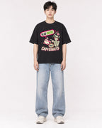Mockup Boxy Heavyweight Tee Black male full-body 01