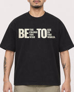Mockup Boxy Heavyweight Tee Black male close-up 12