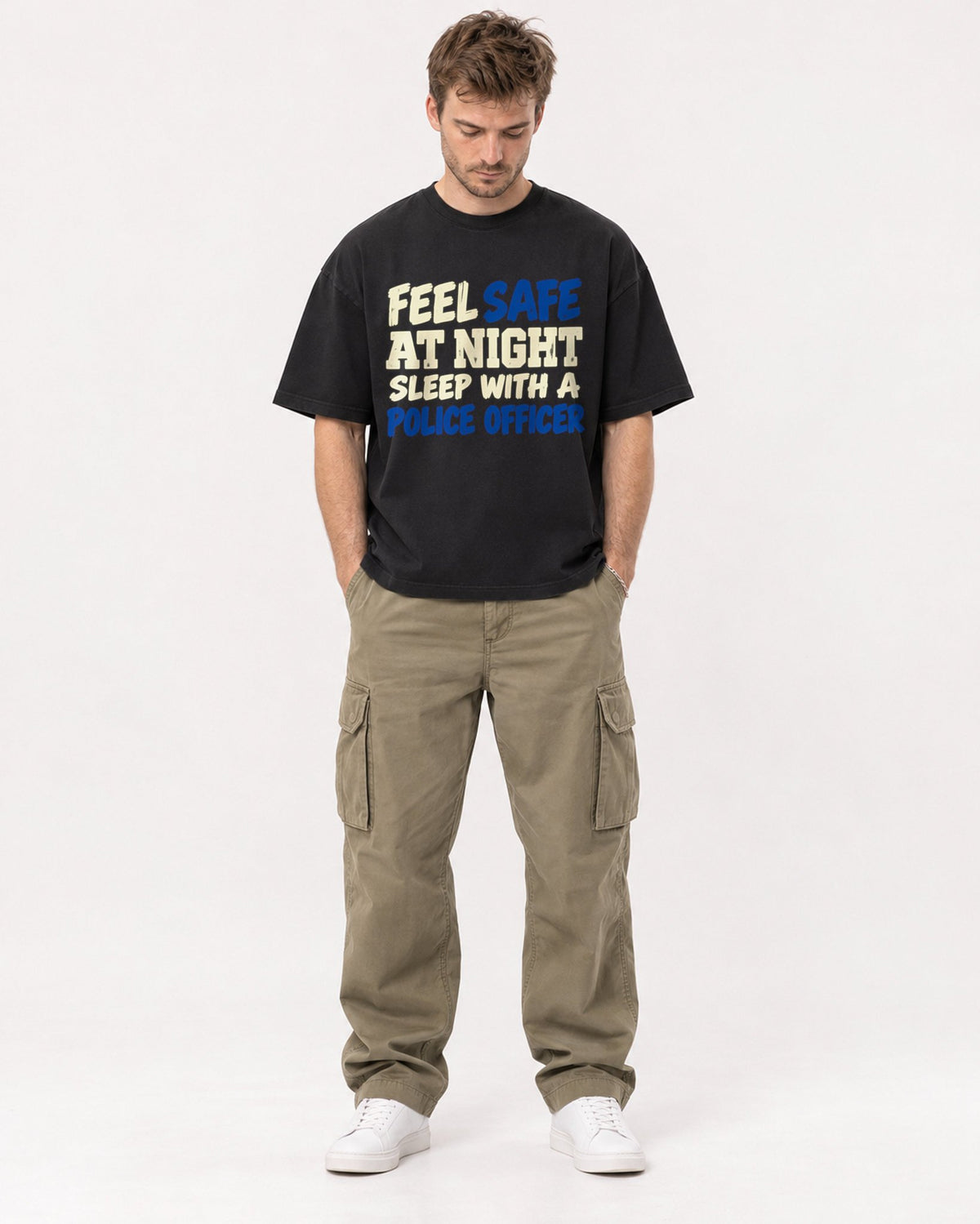 Mockup Boxy Heavyweight Tee Black male full-body 08
