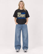 Mockup Boxy Heavyweight Tee Black female full-body 08