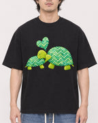 Mockup Boxy Heavyweight Tee Black male close-up 03