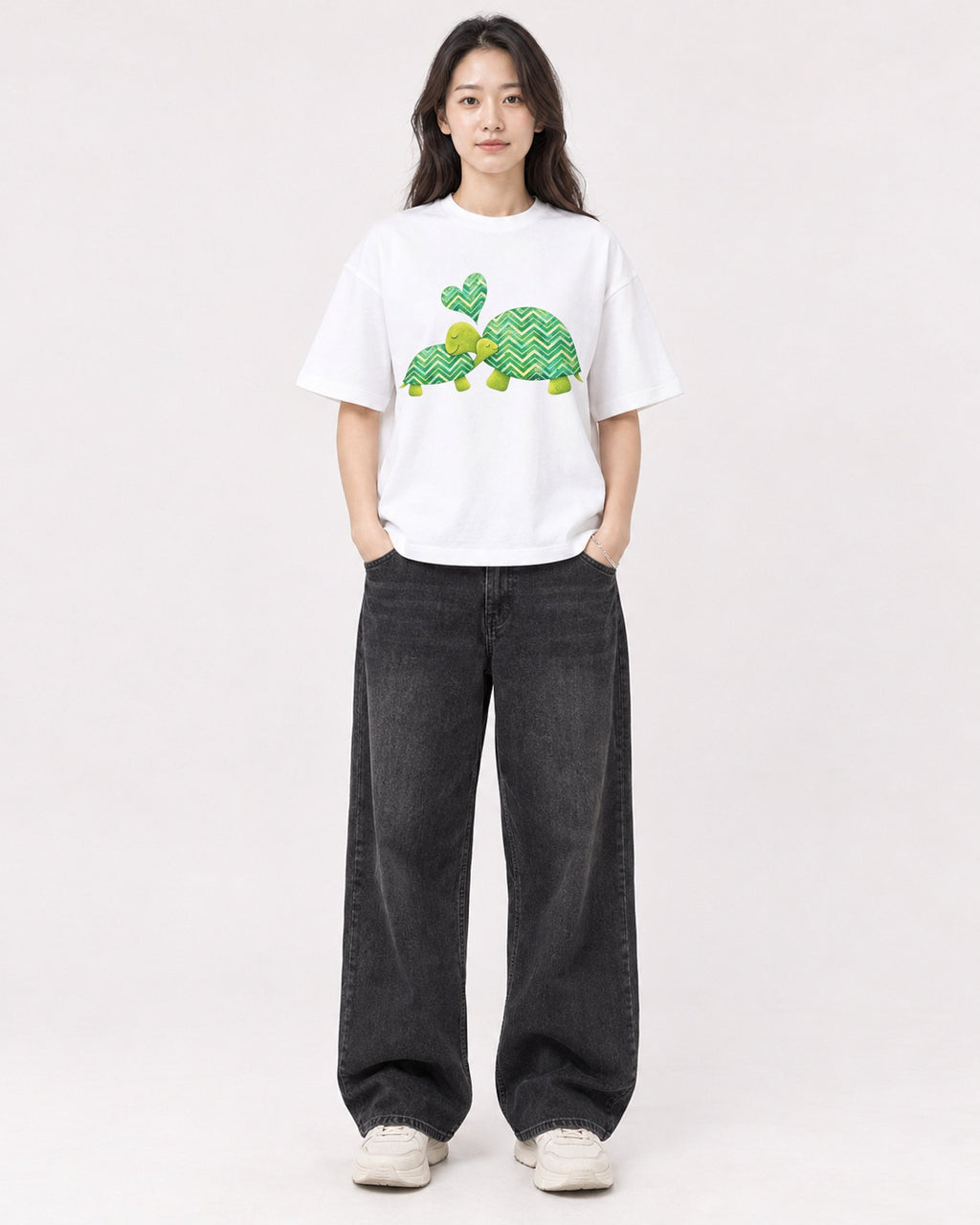 Mockup Boxy Heavyweight Tee White female full-body 03