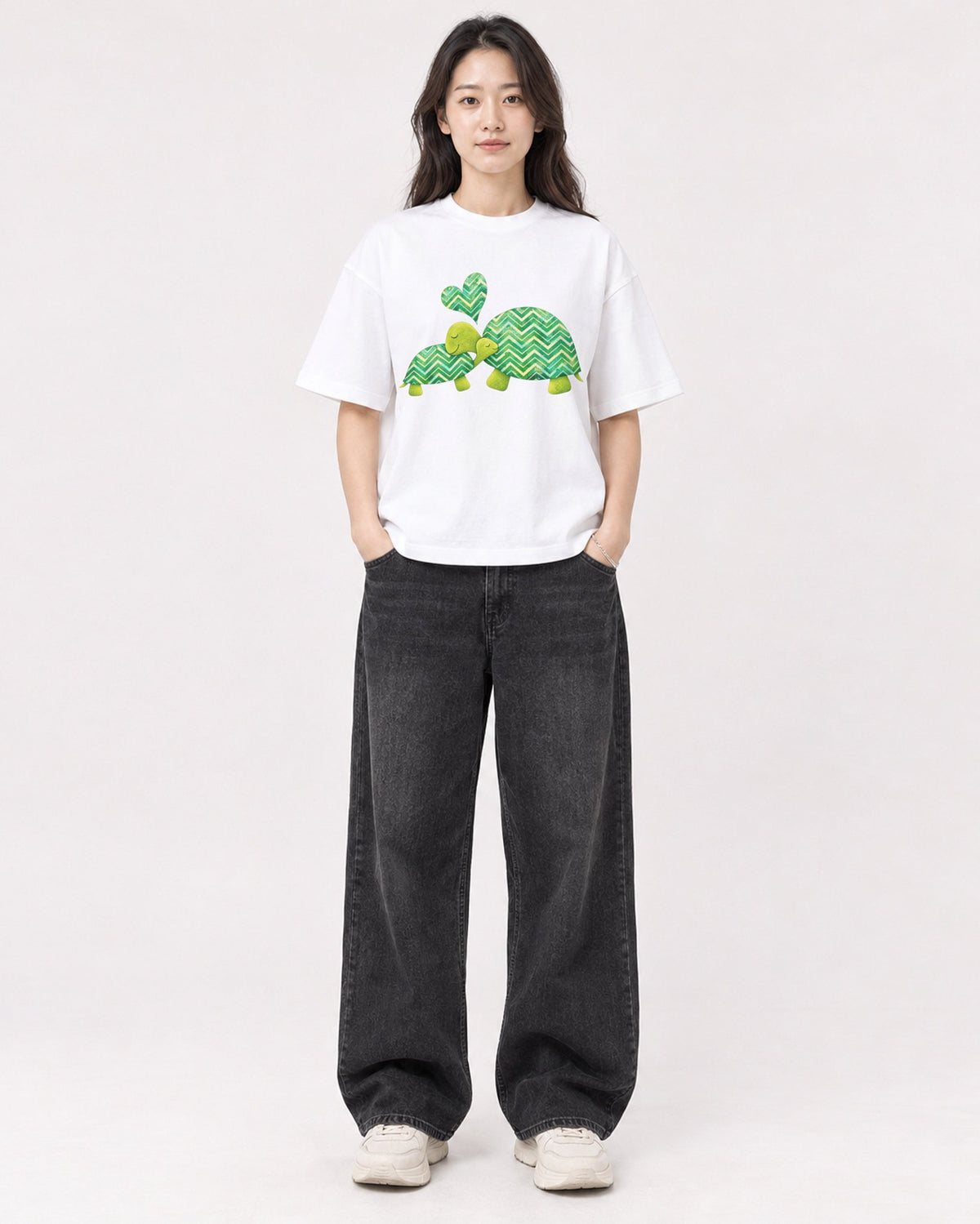 Mockup Boxy Heavyweight Tee White female full-body 03