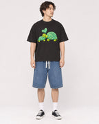 Mockup Boxy Heavyweight Tee Black male full-body 03