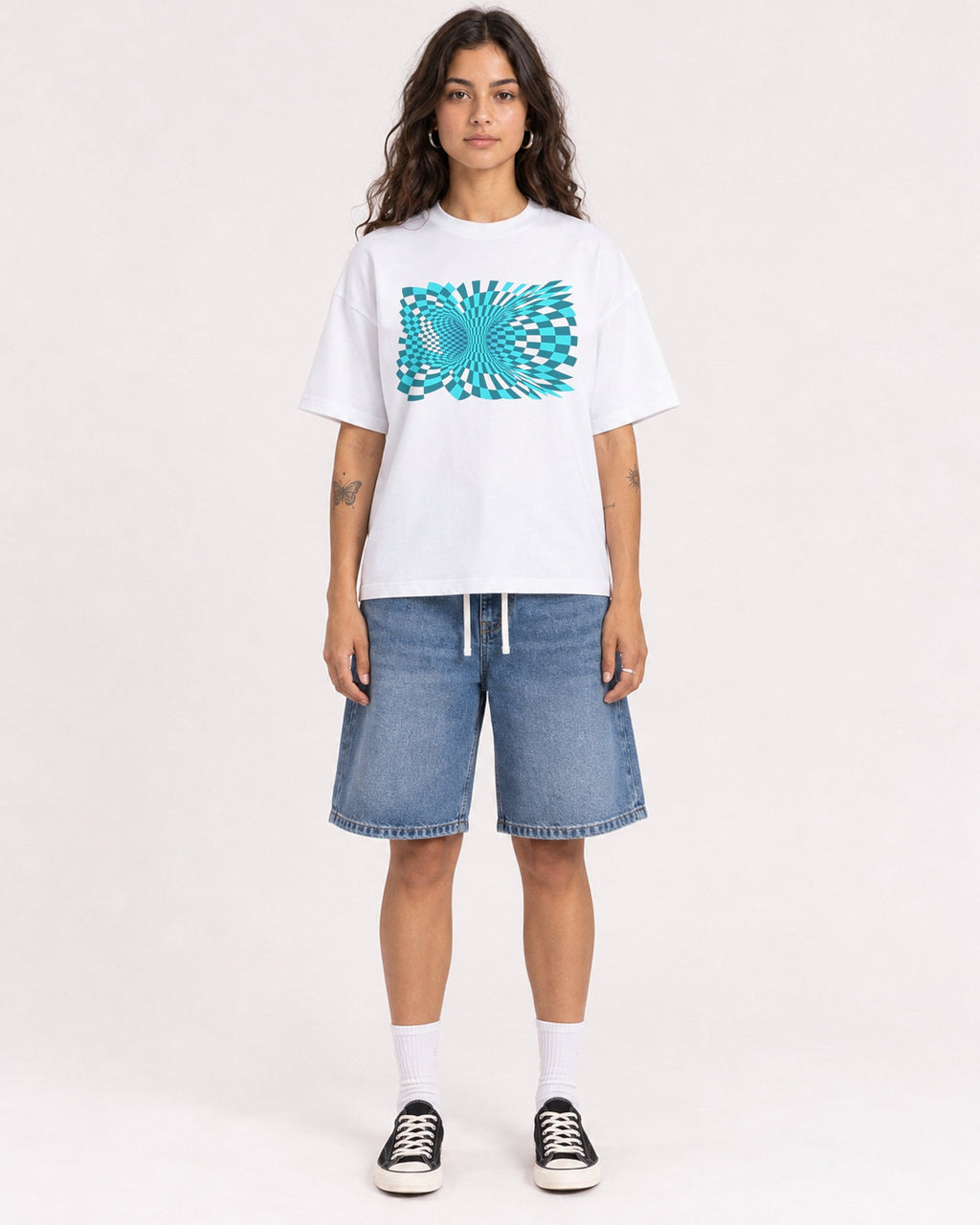 Mockup Boxy Heavyweight Tee White female full-body 06
