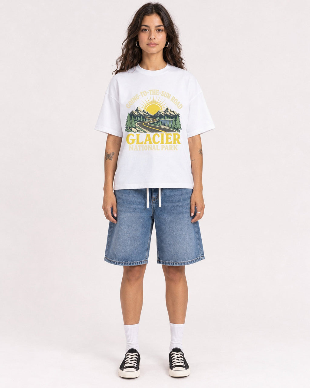 Mockup Boxy Heavyweight Tee White female full-body 06