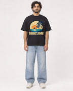 Mockup Boxy Heavyweight Tee Black male full-body 17