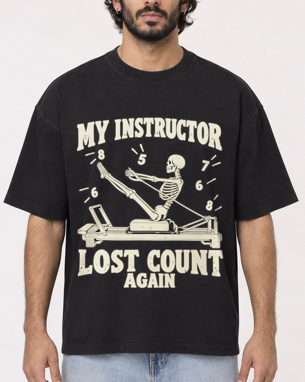 Mockup Boxy Heavyweight Tee Black male close-up 17