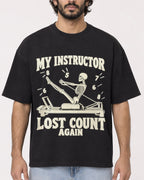 Mockup Boxy Heavyweight Tee Black male close-up 17