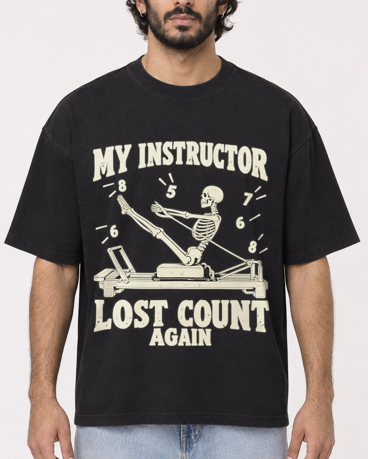Mockup Boxy Heavyweight Tee Black male close-up 17