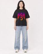 Mockup Boxy Heavyweight Tee Black female full-body 03