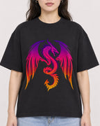 Mockup Boxy Heavyweight Tee Black female close-up 03