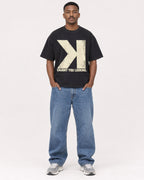 Mockup Boxy Heavyweight Tee Black male full-body 14