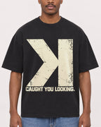 Mockup Boxy Heavyweight Tee Black male close-up 14