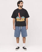Mockup Boxy Heavyweight Tee Black male full-body 47