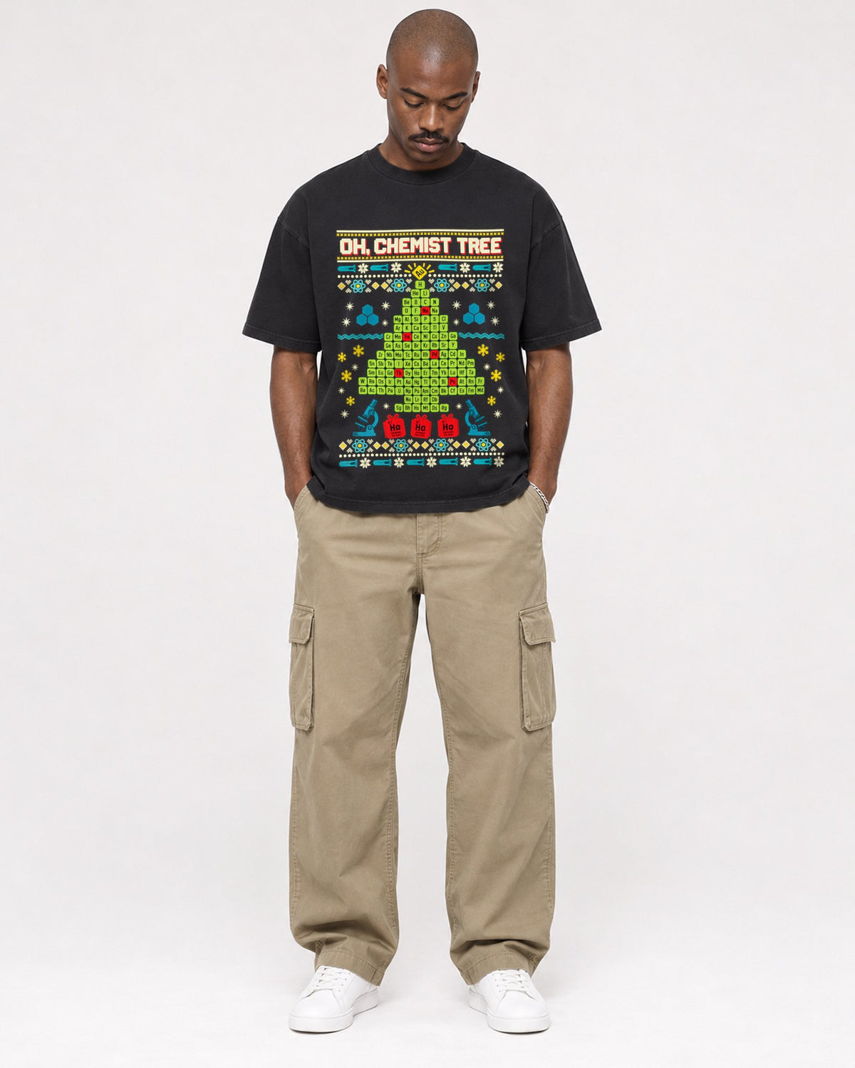 Mockup Boxy Heavyweight Tee Black male full-body 44
