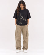 Mockup Boxy Heavyweight Tee Black female full-body 02
