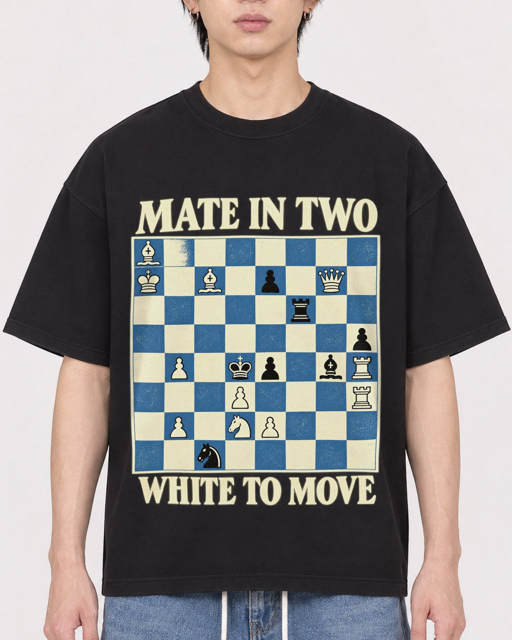 Mockup Boxy Heavyweight Tee Black male close-up 11
