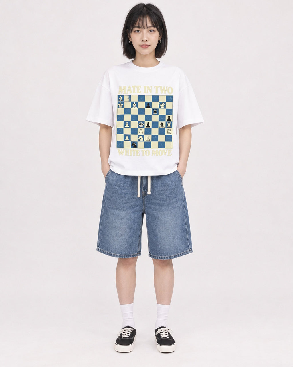 Mockup Boxy Heavyweight Tee White female full-body 11