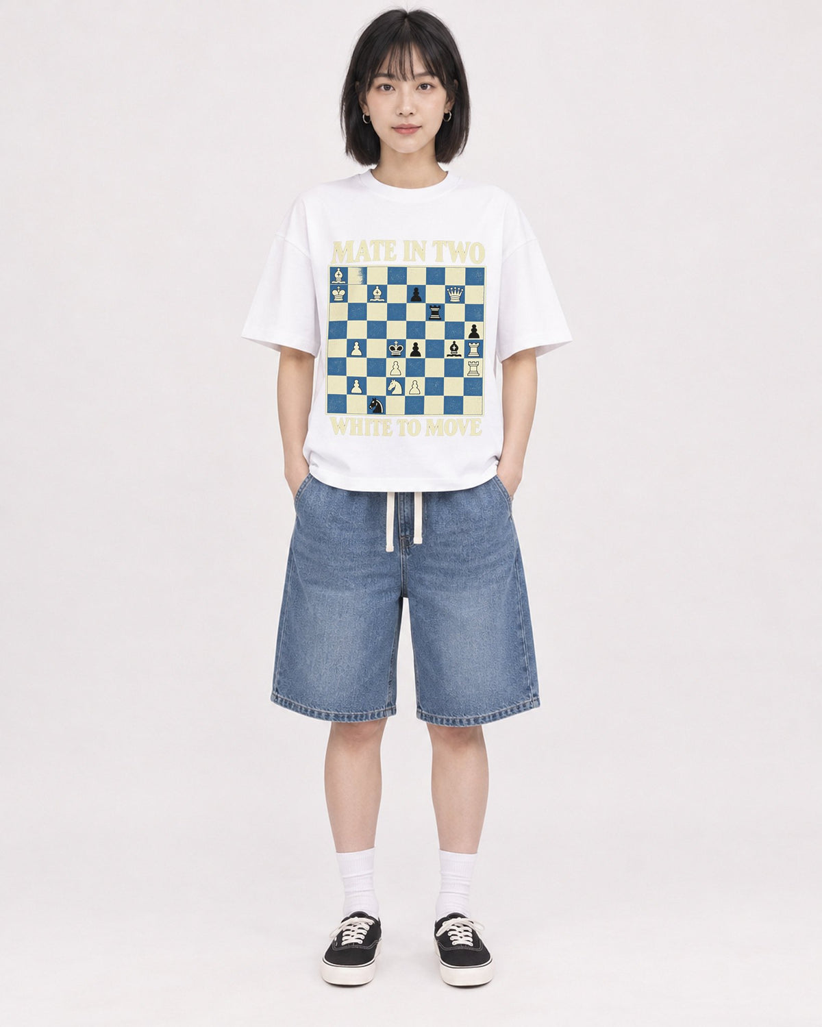 Mockup Boxy Heavyweight Tee White female full-body 11