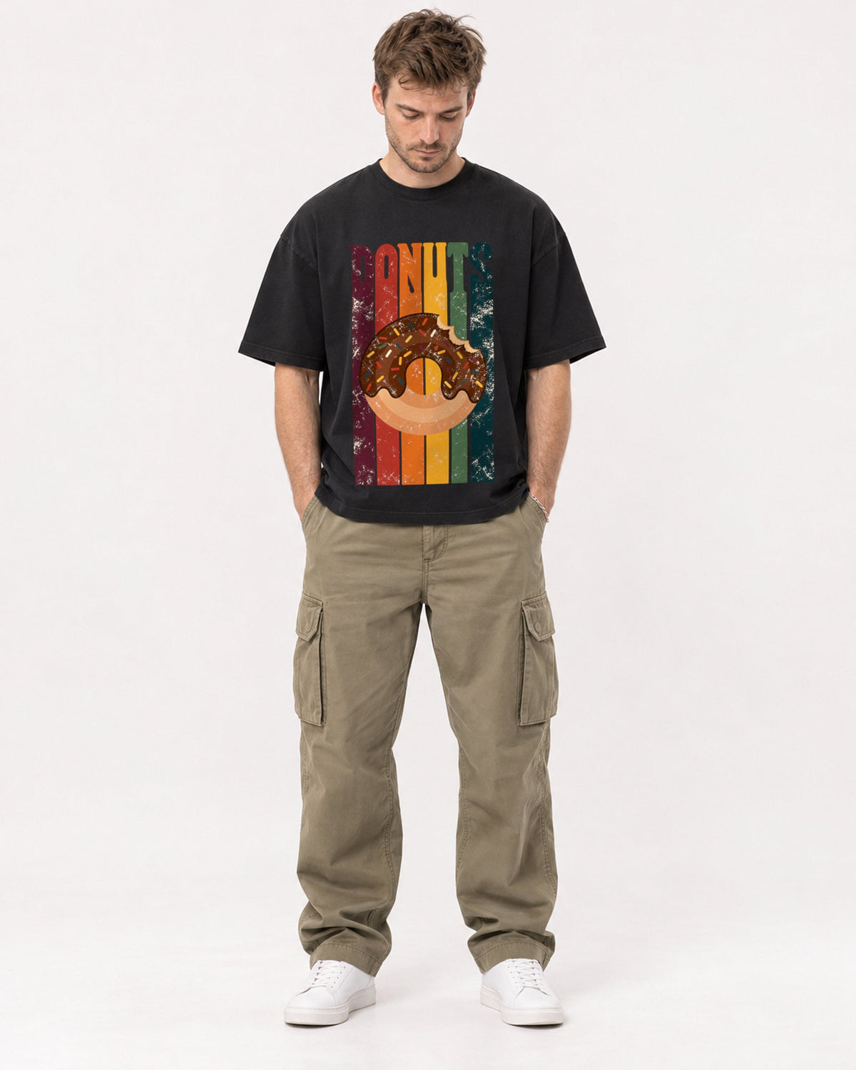 Mockup Boxy Heavyweight Tee Black male full-body 08