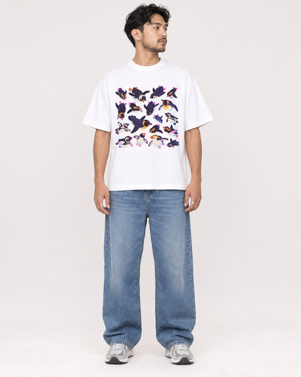 Mockup Boxy Heavyweight Tee White male full-body 02