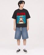 Mockup Boxy Heavyweight Tee Black male full-body 11