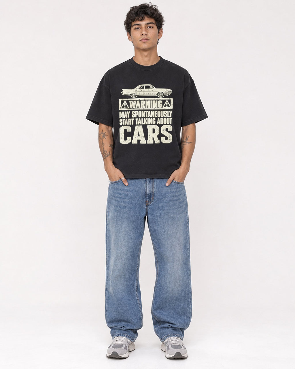 Mockup Boxy Heavyweight Tee Black male full-body 06