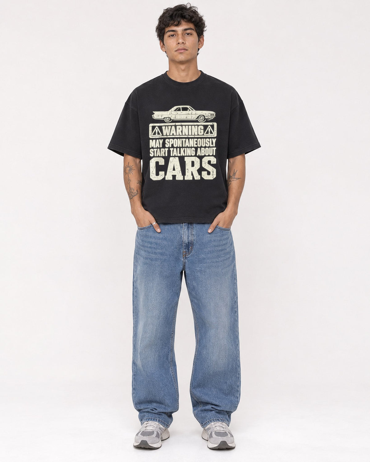 Mockup Boxy Heavyweight Tee Black male full-body 06