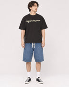Mockup Boxy Heavyweight Tee Black male full-body 03