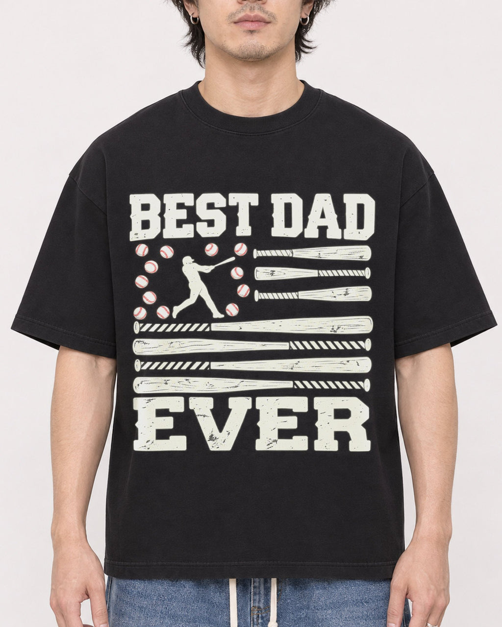 Mockup Boxy Heavyweight Tee Black male close-up 03
