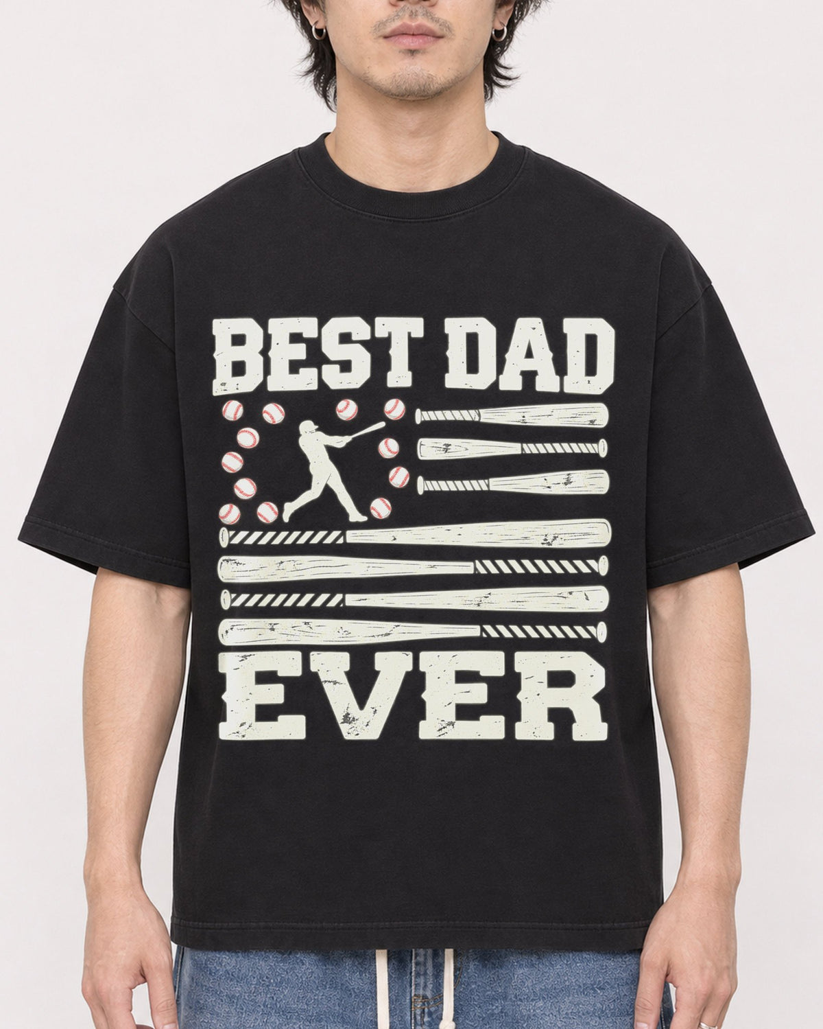 Mockup Boxy Heavyweight Tee Black male close-up 03