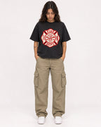 Mockup Boxy Heavyweight Tee Black female full-body 06