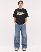 Mockup Boxy Heavyweight Tee Black female full-body 12
