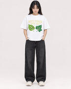 Mockup Boxy Heavyweight Tee White female full-body 13