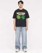 Mockup Boxy Heavyweight Tee Black male full-body 13