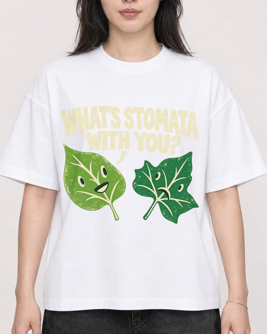 Mockup Boxy Heavyweight Tee White female close-up 13