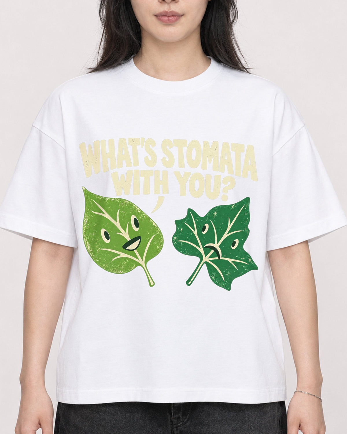 Mockup Boxy Heavyweight Tee White female close-up 13