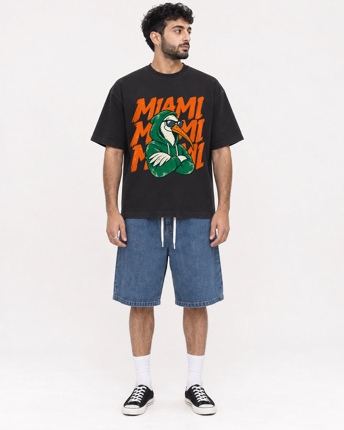 Mockup Boxy Heavyweight Tee Black male full-body 07