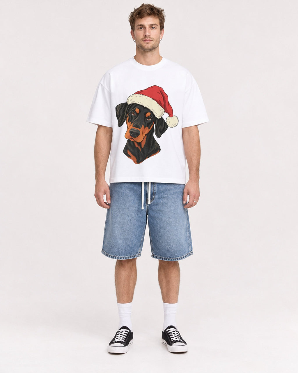 Mockup Boxy Heavyweight Tee White male full-body 08
