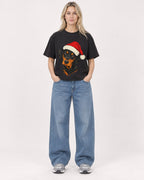 Mockup Boxy Heavyweight Tee Black female full-body 08