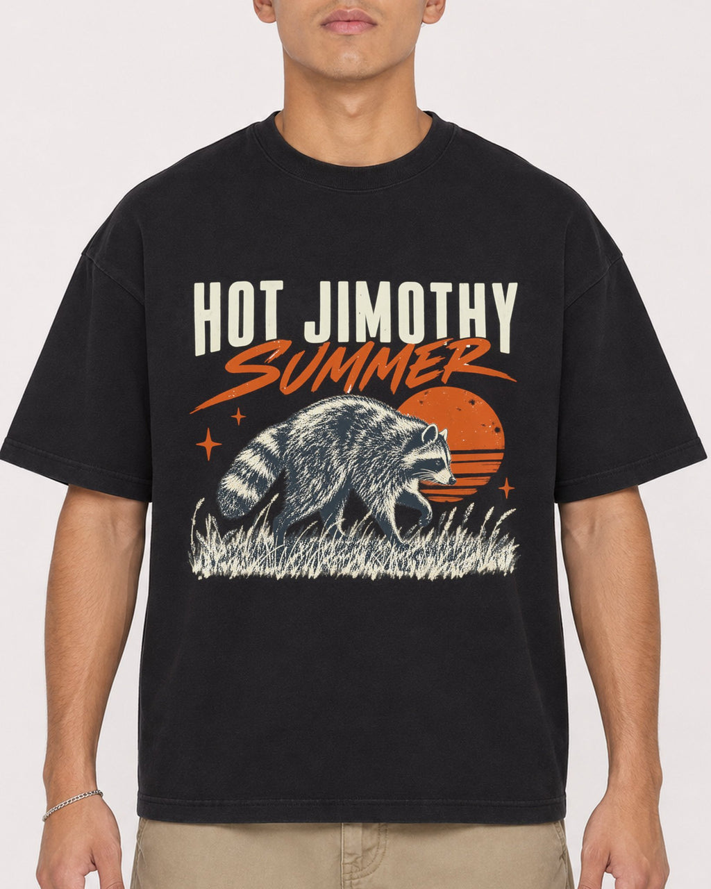 Mockup Boxy Heavyweight Tee Black male close-up 16